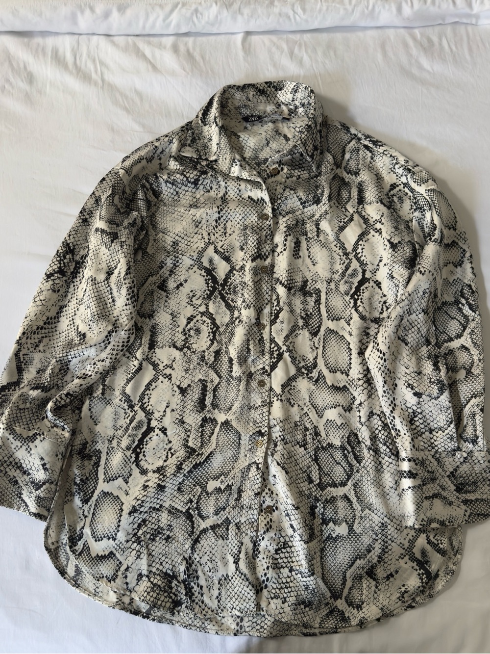 Zara satin snake print shirt